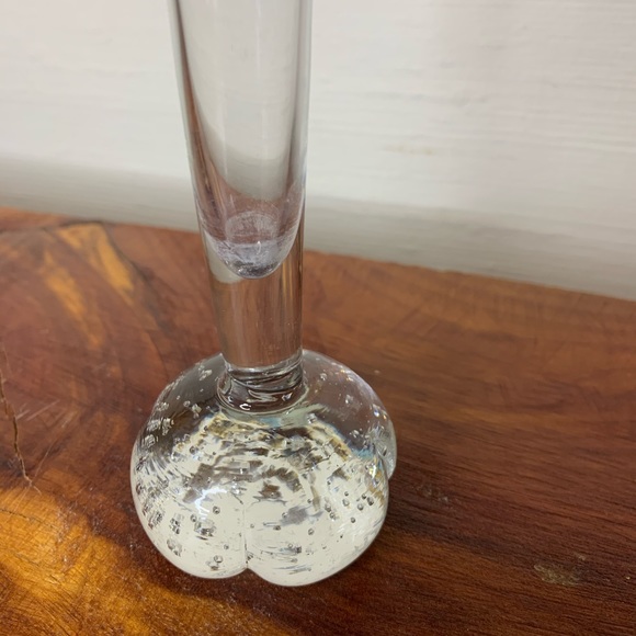 Vintage Swedish hand blown clear bubble glass bud vase - Picture 4 of 7